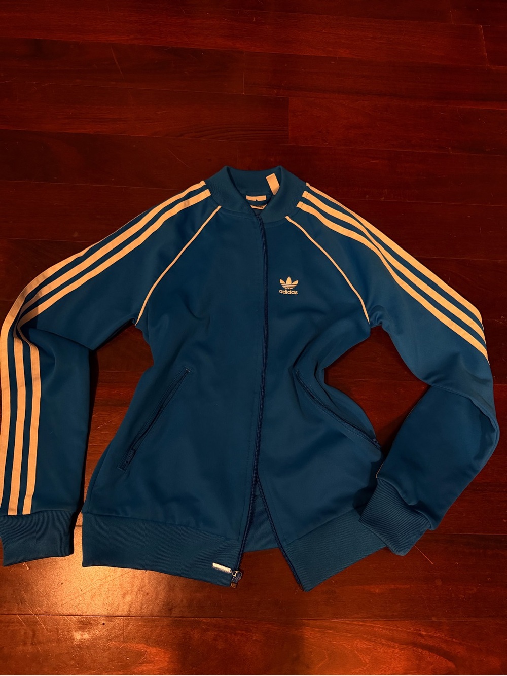 adidas Blue Track Jacket with White Stripes